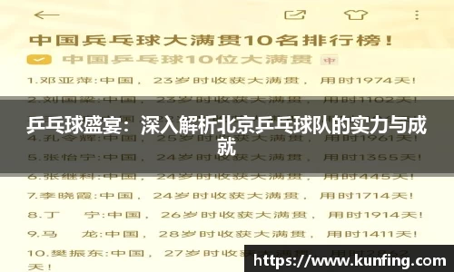 乒乓球盛宴：深入解析北京乒乓球队的实力与成就
